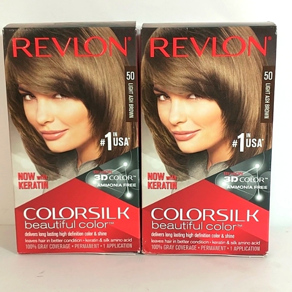 Revlon 50 Light Ash Brown Color Silk Hair Color 2 Boxes - Picture 1 of 9